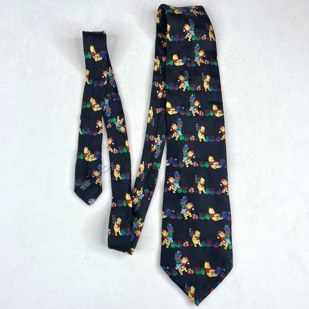 Vintage Disney Pooh 100 Acre Collection Silk Christmas Neck Tie